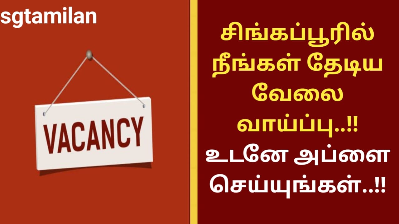 சிங்கப்பூரில் நீங்கள் தேடிய வேலை வாய்ப்பு..!! உடனே அப்ளை செய்யுங்கள்..!!