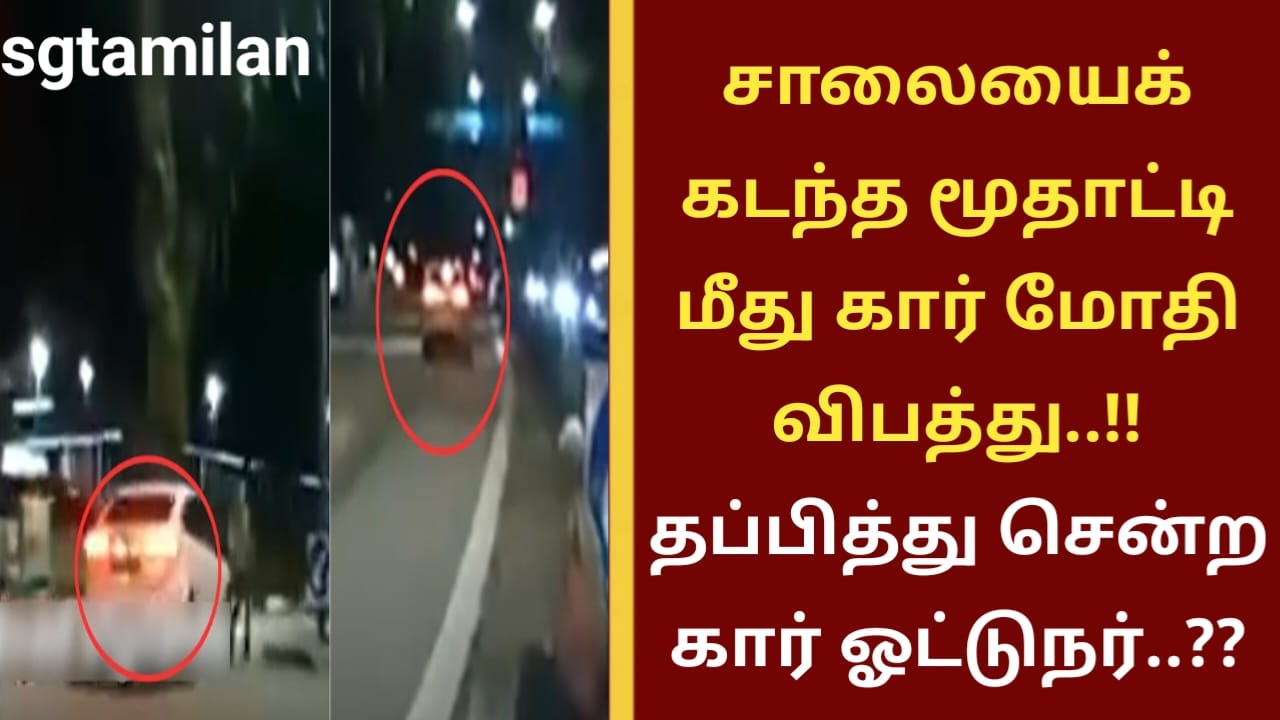 சாலையைக் கடந்த மூதாட்டி மீது கார் மோதி விபத்து..!! தப்பித்து சென்ற கார் ஓட்டுநர்..??