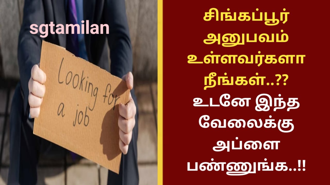 சிங்கப்பூர் அனுபவம் உள்ளவர்களா நீங்கள்..?? உடனே இந்த வேலைக்கு அப்ளை பண்ணுங்க..!!