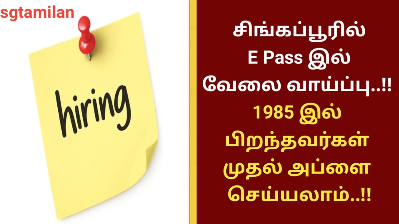 சிங்கப்பூரில் E Pass இல் வேலை வாய்ப்பு..!! 1985 இல் பிறந்தவர்கள் முதல் அப்ளை செய்யலாம்..!!
