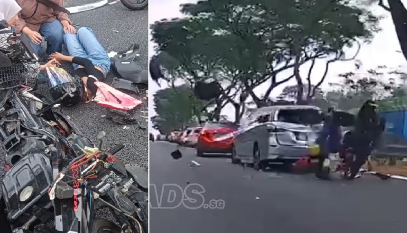சிங்கப்பூர் BKE-யில் பயங்கர விபத்து..!! MPV மீது மோதி தூக்கி வீசப்பட்ட இருவர்..!!