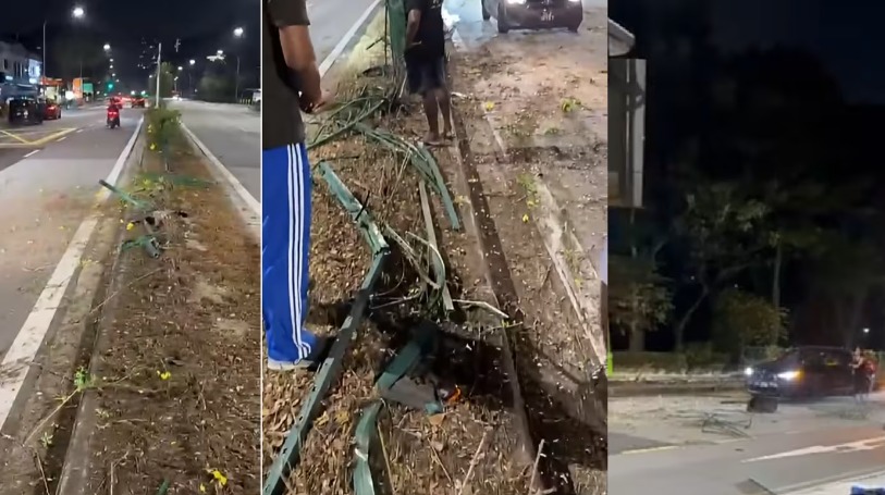 Upper Bukit Timah Road-ல் என்ன நடந்தது? கட்டுப்பாட்டை இழந்த கார் மோதி விபத்து..!!