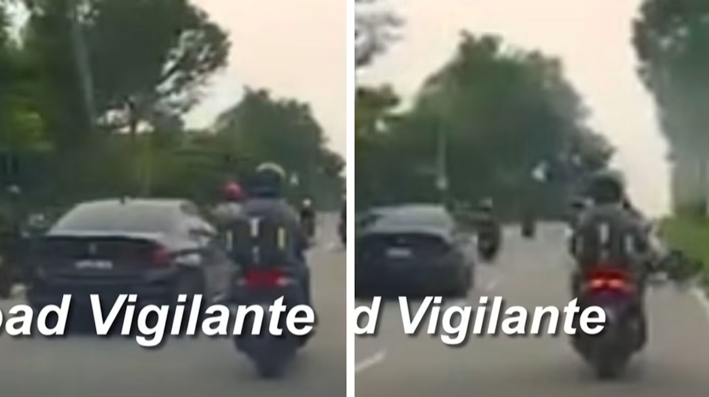 சிங்கப்பூரில் மோட்டார் சைக்கிள் மீது மோதிவிட்டு தப்பிய BMW கார்..! இருவருக்குக் காயம்!