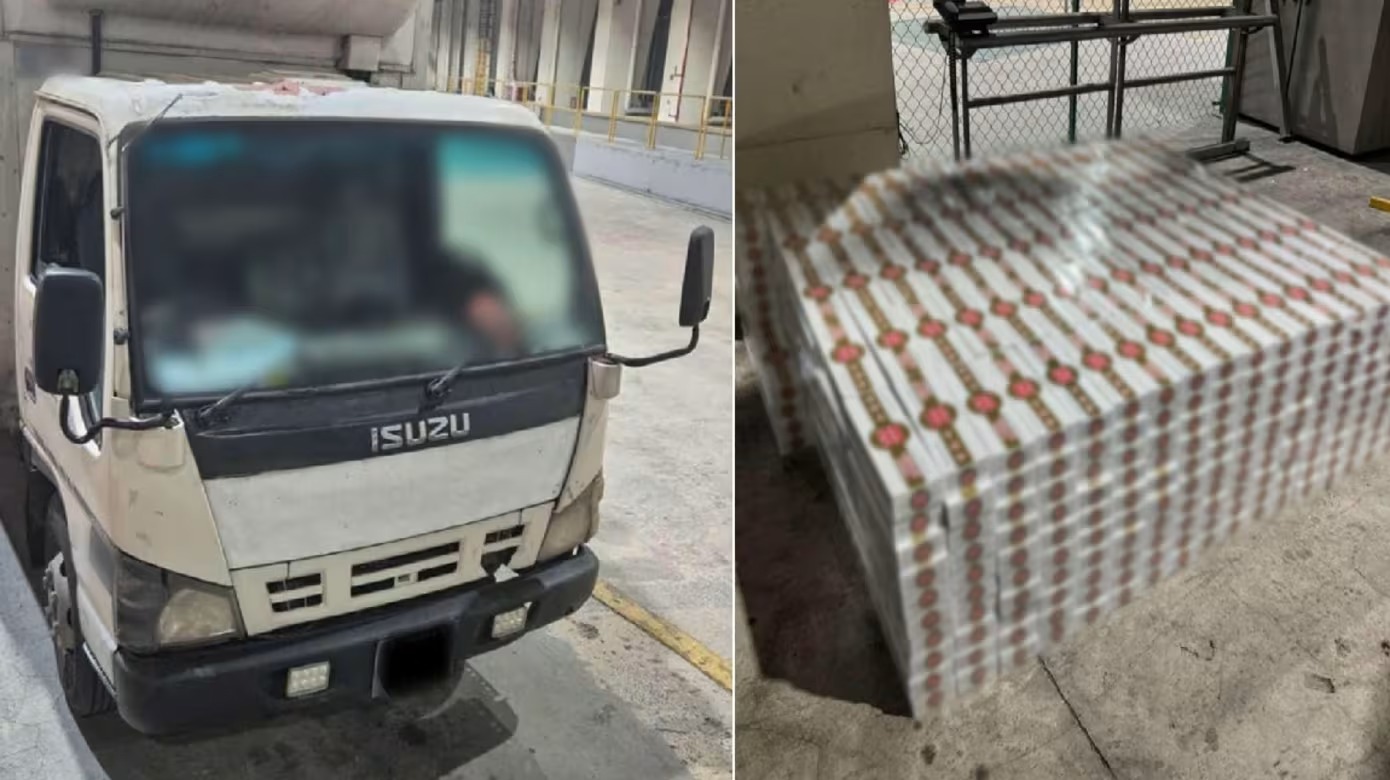 காய்கறி லாரியில் மறைத்து வைக்கப்பட்ட 800க்கும் மேற்பட்ட சிகரெட் அட்டைகள்..!! சிங்கப்பூரில் சிக்கியது எப்படி?